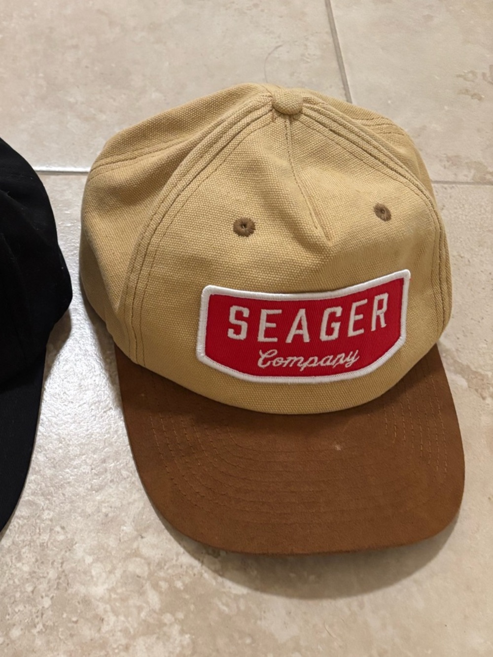 Seager Company Beige & Brown Patch Cap